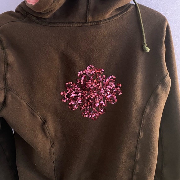 Brown y2k zip-up sweater - Picture 3 of 4